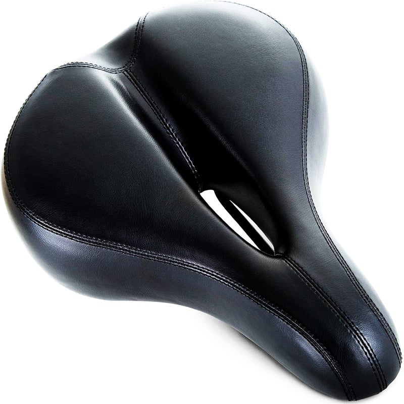 Bikeroo Bike Seat Cushion for Women - Universal Memory Foam Bicycle Seat for Mountain  Road  Exercise Bike - Comfortable Padded Bike Saddle Replacement w/Shock Springs  Black - Image 1